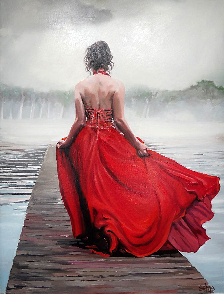 Картина Девочка В Красном Платье