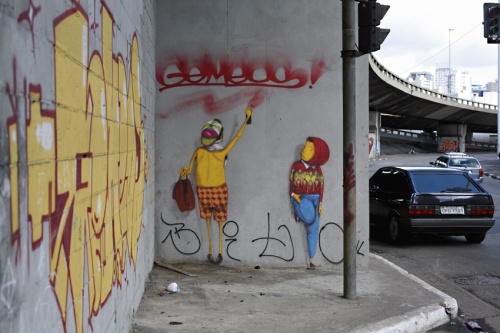 Бразильские уличные художники Отавио и Густаво Пандольфо (Os Gemeos) (62 фото)