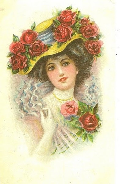 Женский образ на старой открытке 9 (246 фото)