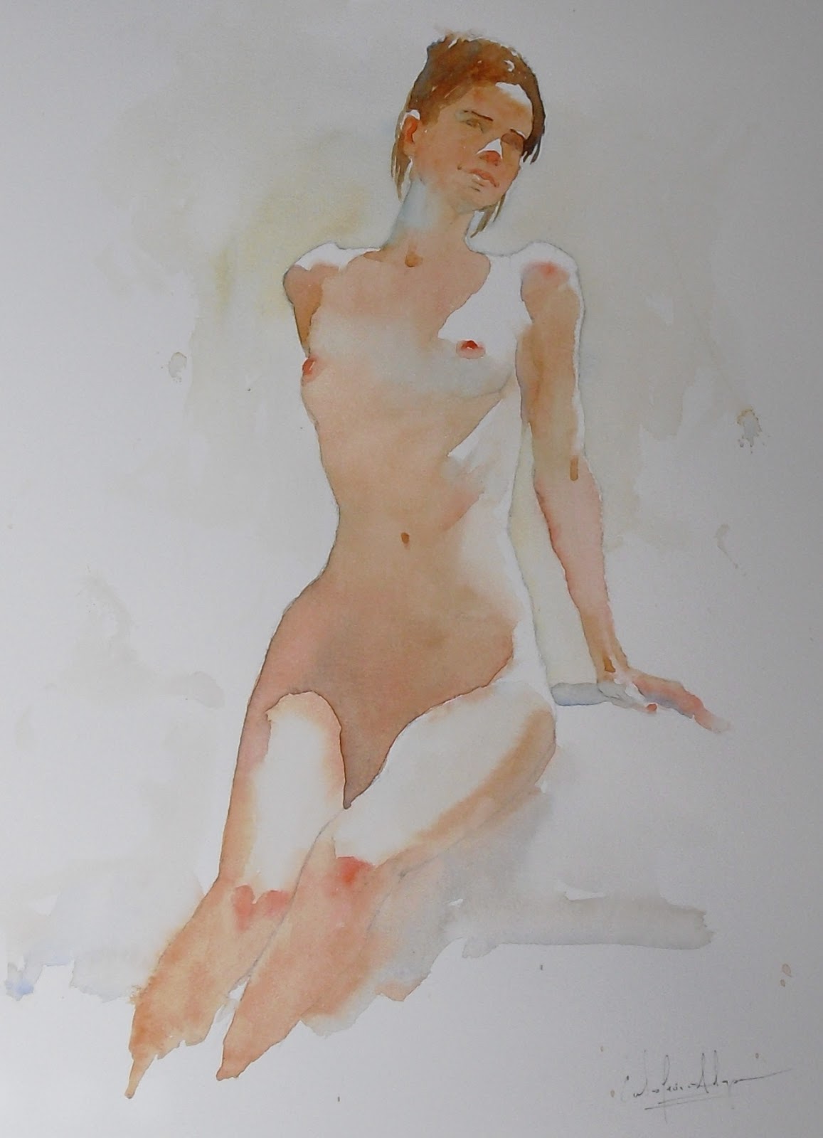 Erotic Woman Original Watercolor Painting Malerei Von Natalja Picugina