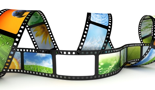 Растровый клипарт - Кинопленка с цветными кадрами на белом фоне (11 фото)