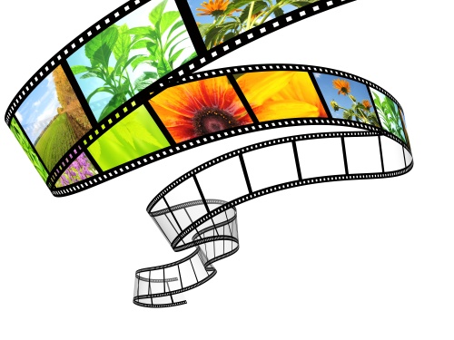 Растровый клипарт - Кинопленка с цветными кадрами на белом фоне (11 фото)