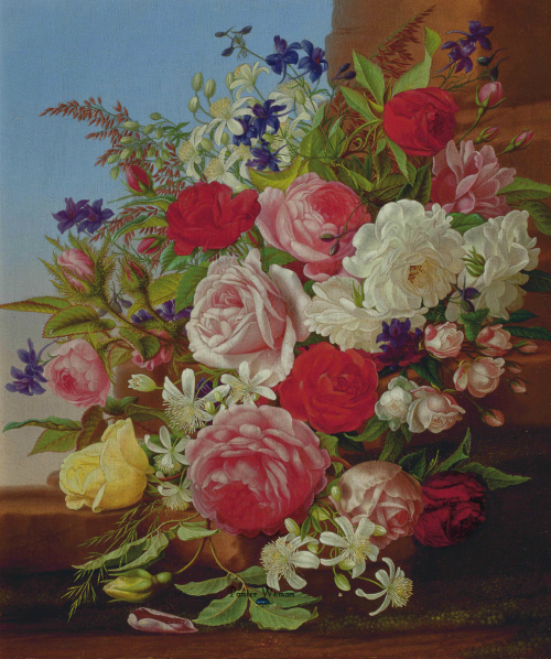 Maria Adelheid Dietrich (1827-1891). Цветочные натюрморты (27 фото)