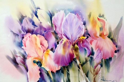 Художник Adisorn Pornsirikarn. Акварель. Великолепные цветы (41 фото)