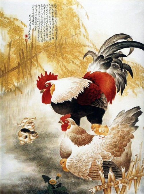 Китайская живопись – Петухи, куры, цыплята (33 фото)