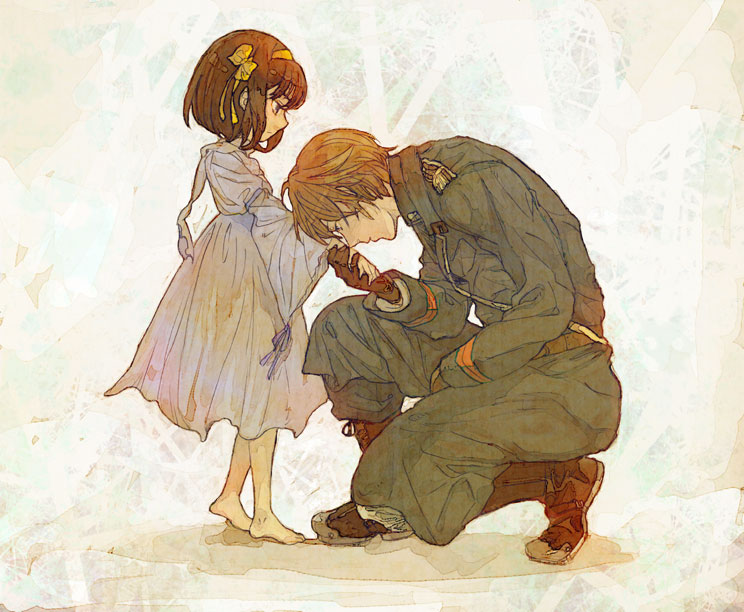 Дитя неведомой страны прижавшись. Трогательные иллюстрации. Солдат и ребенок арт. Мужчина и маленькая девочка арт. Девочка солдат арт.