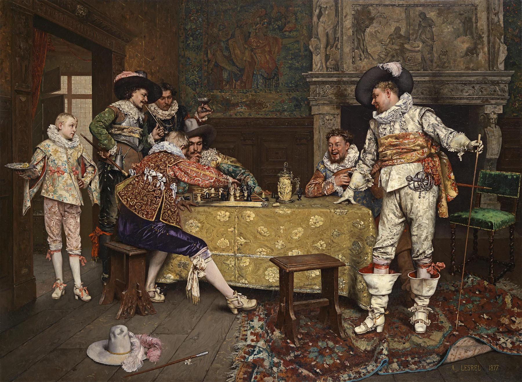 17 век развлечения. Adolphe Alexandre Lesrel художник.