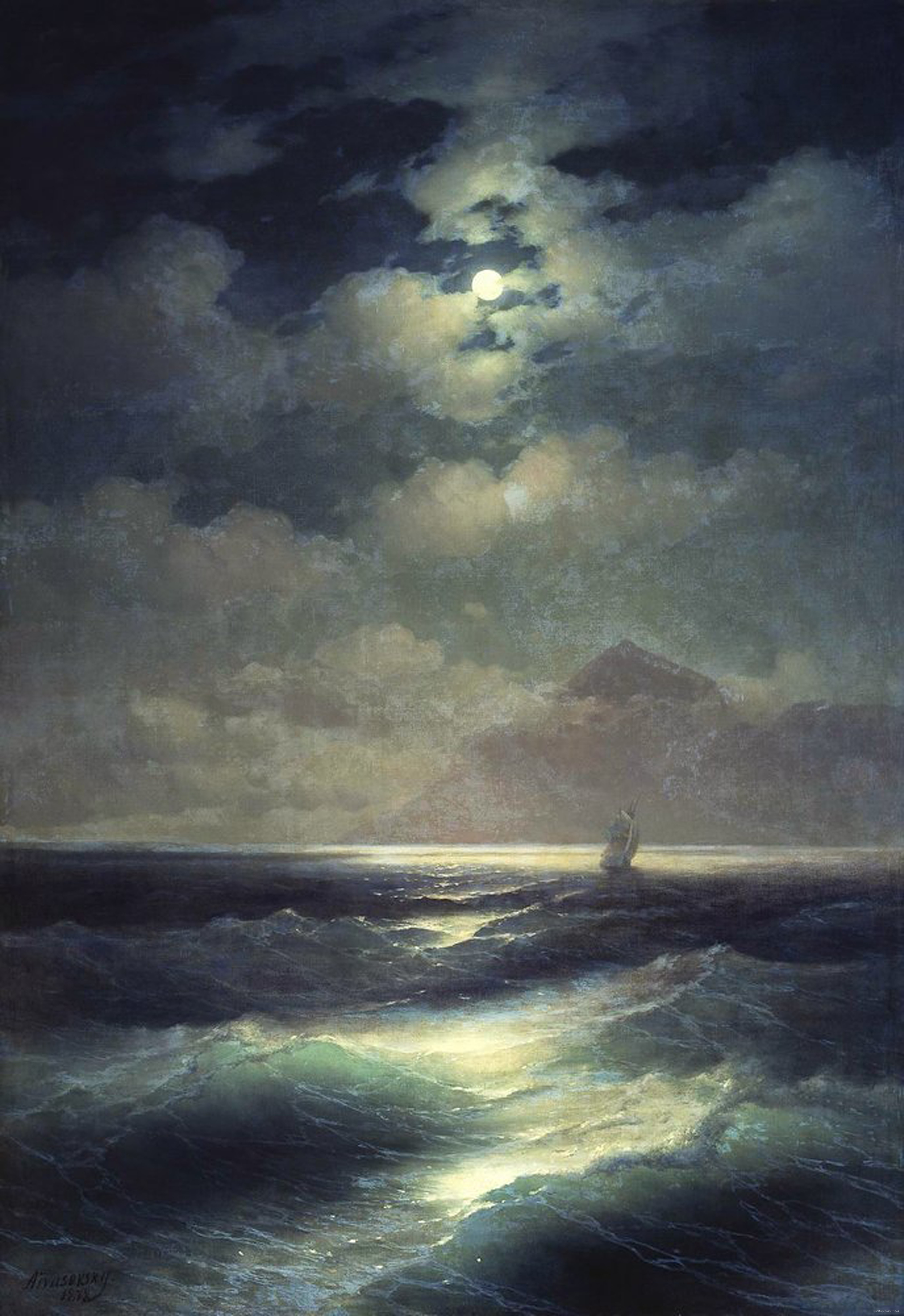 Лунная ночь на черном море. Море Лунная ночь Айвазовский 1878.
