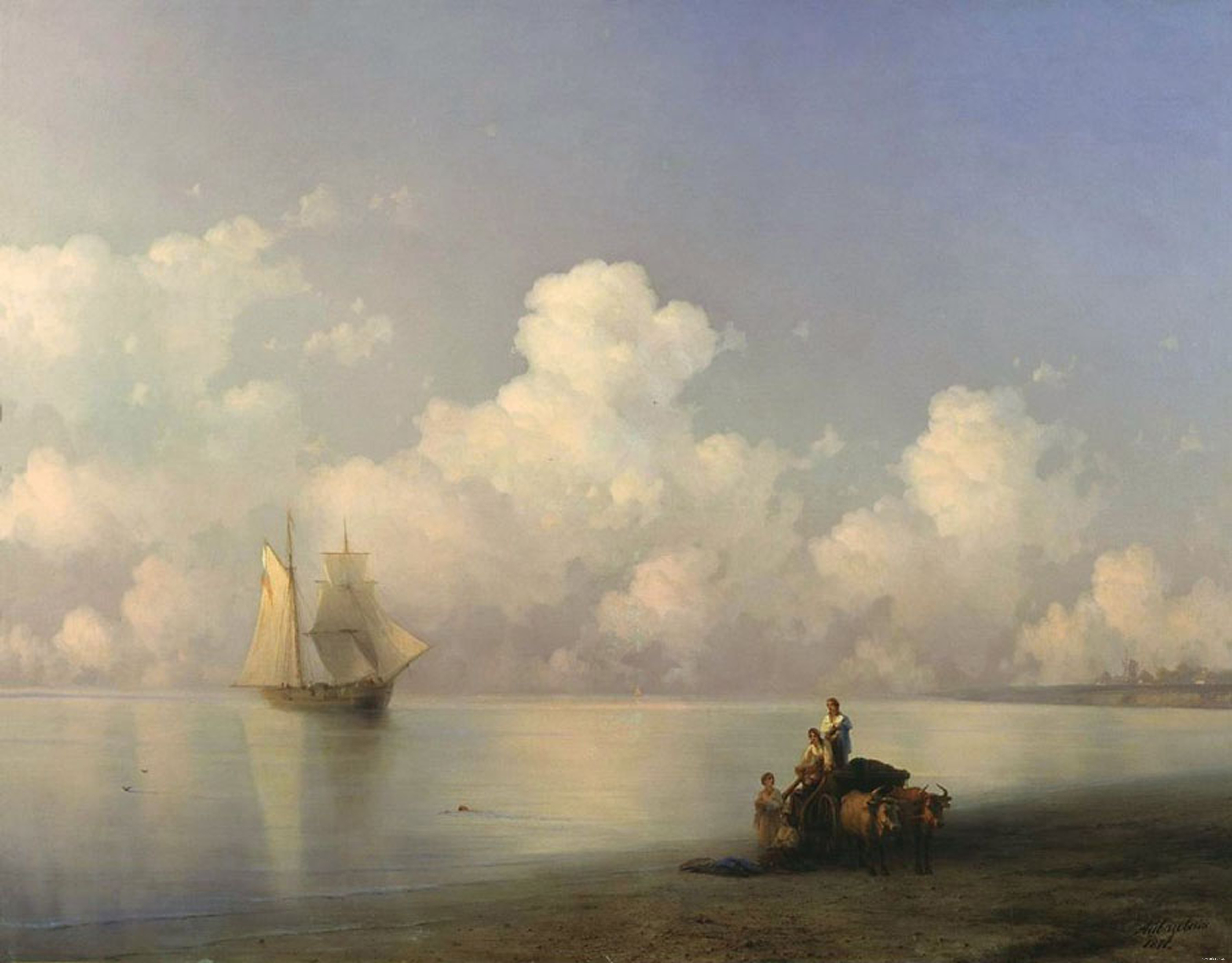О ком произведение море. Айвазовский вечер на море 1871.