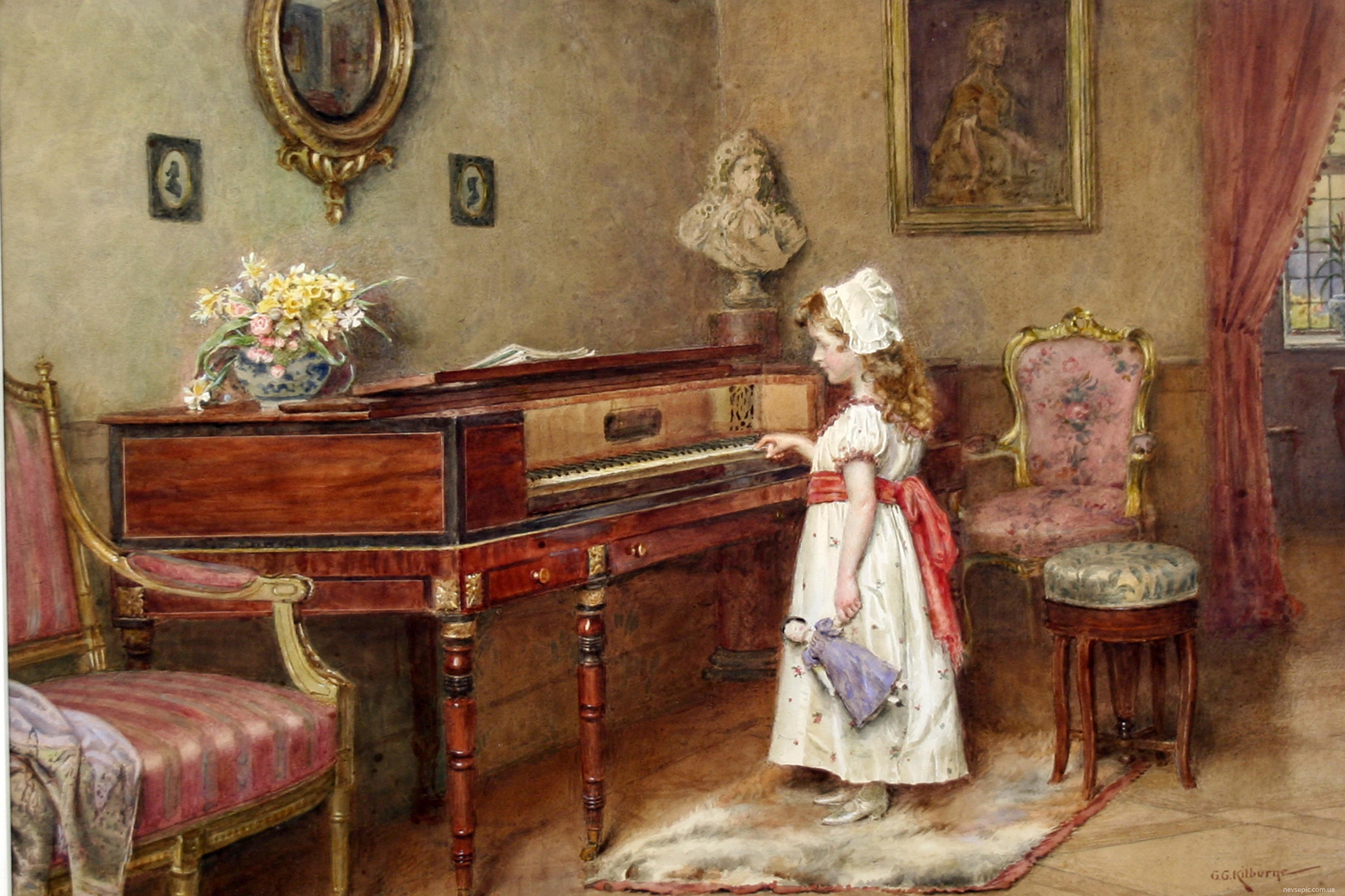 Игра на клавесине. Джордж Гудвин Килберн (1839-1924). Художник George Goodwin Kilburne. Клавесин 18 век. Джордж Гудвин Килберн художник.