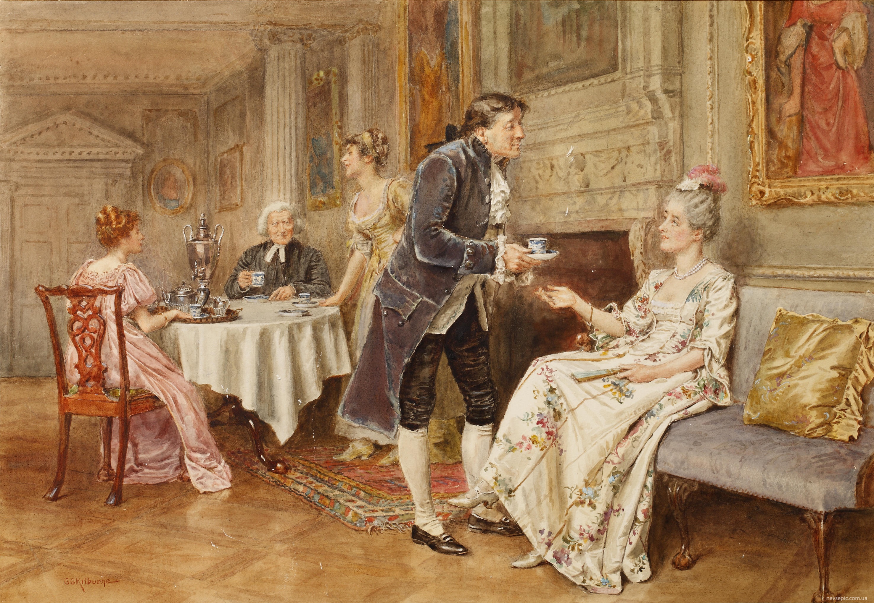 Е годы именно в это. Джордж Гудвин Килберн художник. Чаепитие Англия 19 век. Английская аристократия 18 века. Аристократия Англия 18 век.